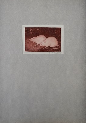 Lot 162 - Jan Mankes (1889-1920) - 2 Muizen in het Gras 1916 (Ets)