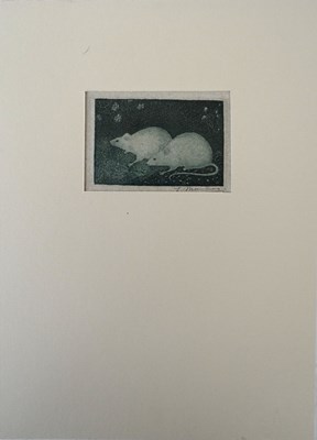 Lot 163 - Jan Mankes (1889-1920) - 2 Muizen in het Gras 1916 (Ets)