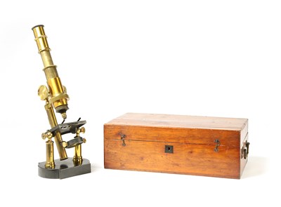 Lot 104 - A Brass Double Pillar French Microscope, Ca 1880