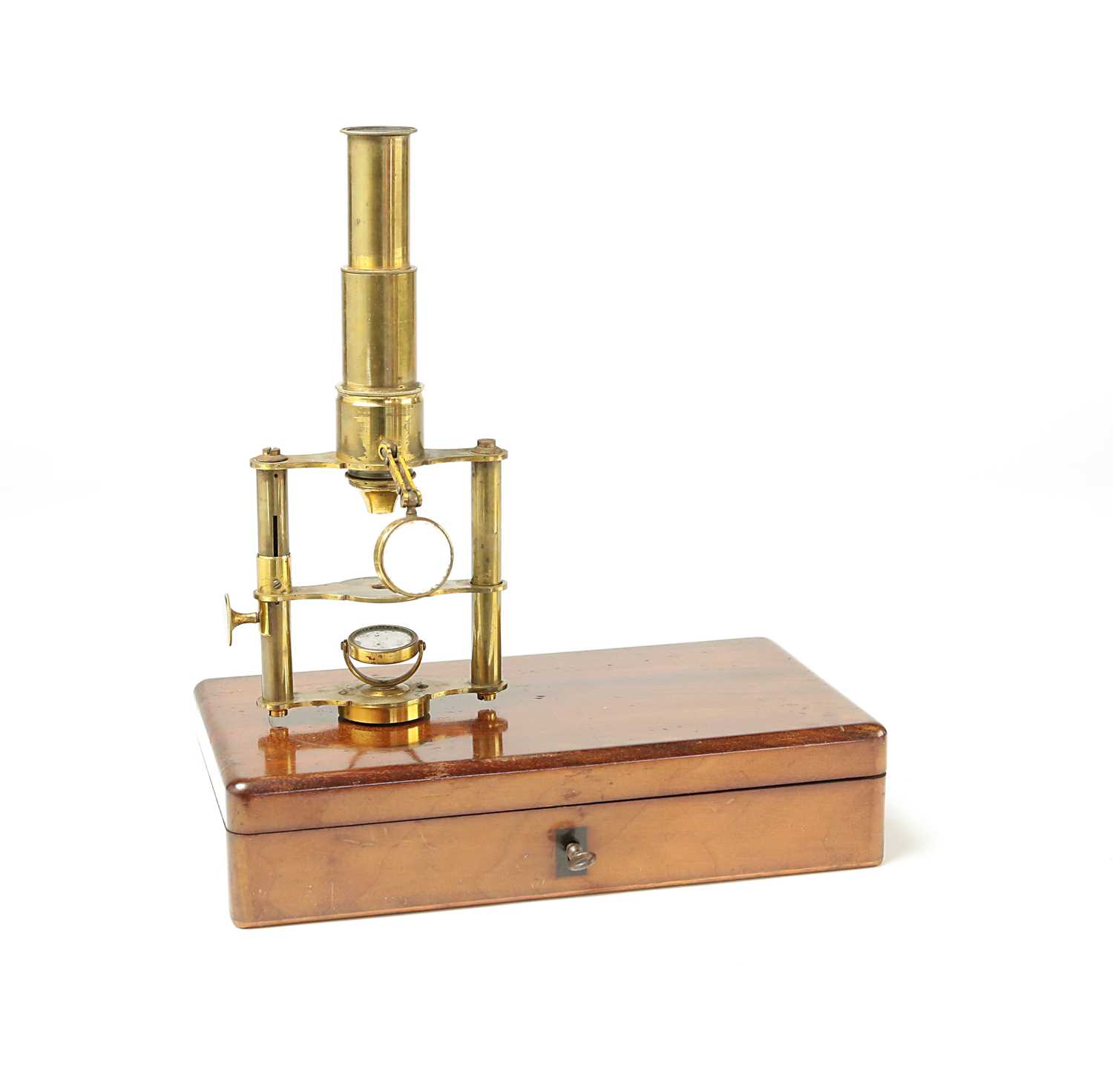 Lot 134 - A Brass Double Pillar Field Microscope, Ca 1880