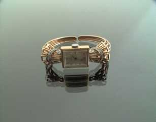 Lot 1089 - 14-krt. gouden art-deco horloge