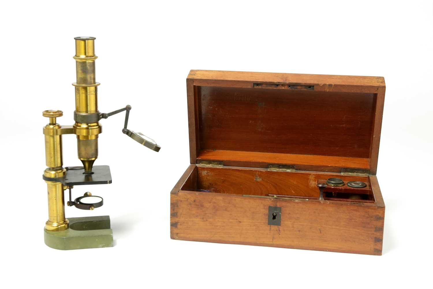Microscope In 1900 Lot 137 - A Brass Monocular Microscope, circa 1900