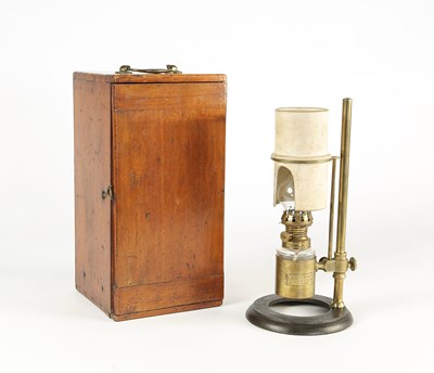 Lot 165 - A Microscope Oil Lamp in Wooden Case, Ca 1880