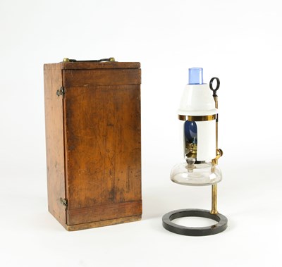 Lot 166 - A Microscope Oil Lamp in Wooden Case, Ca 1880