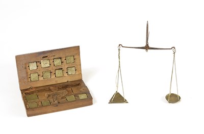 Lot 183 - A 17th Century Merchant's Scale and Weight Box