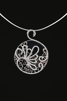 Lot 82 - White Gold Pendant with Diamond on Gold Necklace