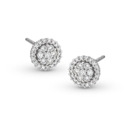 Lot 12 - Pair of Gold Ear Studs with Rosette of Diamonds