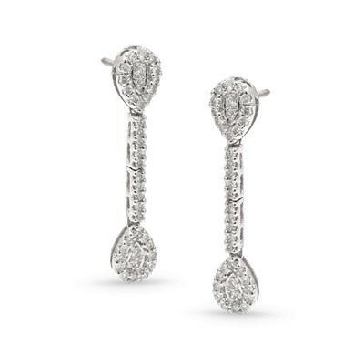 Lot 35 - Pair of White Gold Ear Pendants with Diamonds