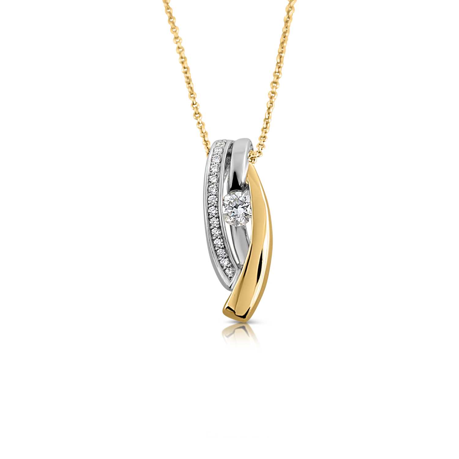 Lot 41 - White Gold Pendant with Diamonds on Gold Necklace