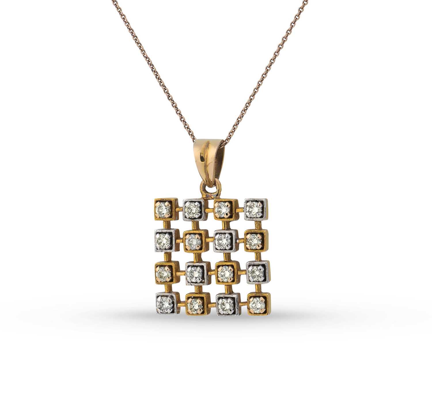 Lot 553 - Gold Pendant with Diamonds on Gold Necklace
