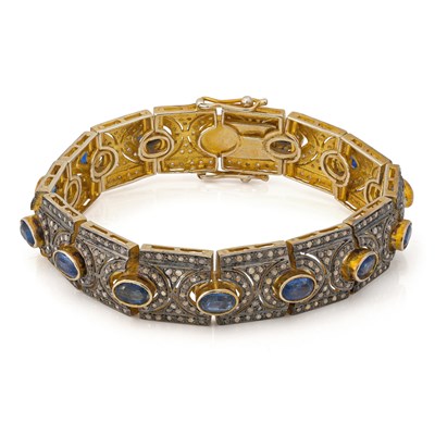 Lot 58 - Art Deco Gold-Plated Bracelet with Diamonds and Fine Kyanite