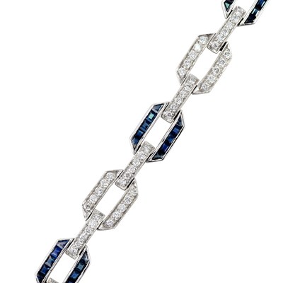 Lot 61 - White Gold Bracelet with Sapphire and Diamonds