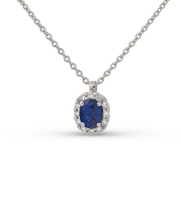 Lot 67 - Gold Pendant with Rosette of Diamonds and Sapphire on Gold Necklace