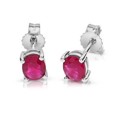 Lot 98 - Pair of Gold Ear Studs with Ruby Solitaire