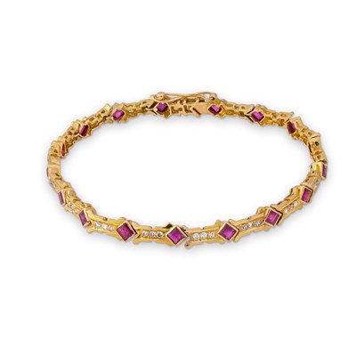 Lot 42 - Gold Bracelet with Ruby and Diamonds