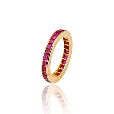 Lot 108 - Gold Eternity Ring with square-cut Rubies