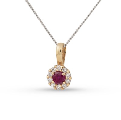 Lot 117 - Gold Pendant with Ruby and Diamonds on Gold Necklace