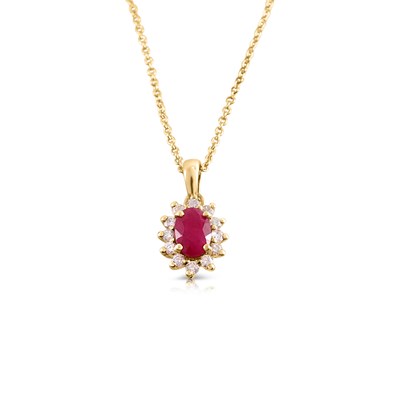 Lot 119 - Gold Pendant with Ruby and Diamonds on Gold Necklace
