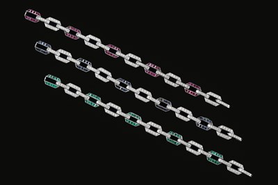 Lot 122 - White Gold Bracelet with, Emerald and Diamonds