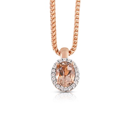 Lot 160 - Gold Pendant with Morganite and Diamonds on Gold Necklace