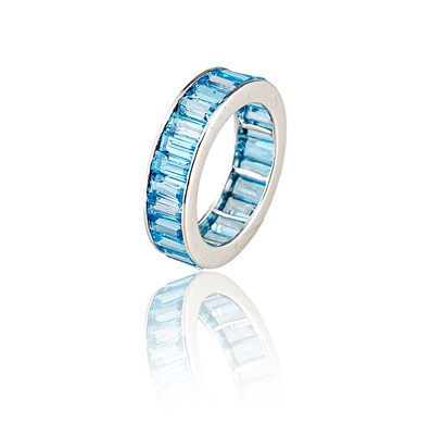 Lot 168 - Gold Eternity Ring with Blue Topaz