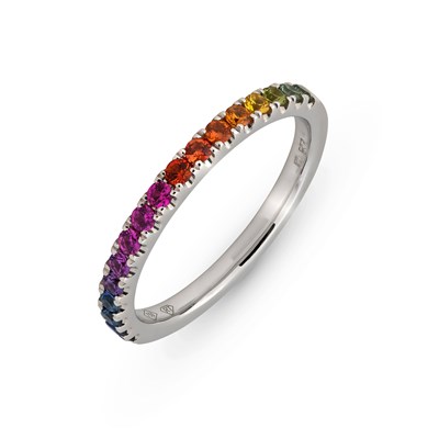 Lot 178 - Gold Eternity Ring set with Multi-Color Sapphire