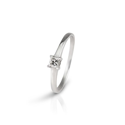 Lot 404 - 14K White Gold, Princess Cut Diamond Ring