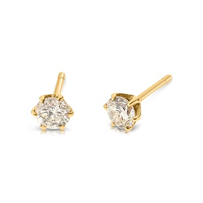Lot 307 - Pair of Gold Ear Studs set with and Diamond