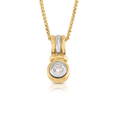 Lot 508 - 14K Bicolour Gold Pendant on 18K Gold Necklace with Diamond Solitaire