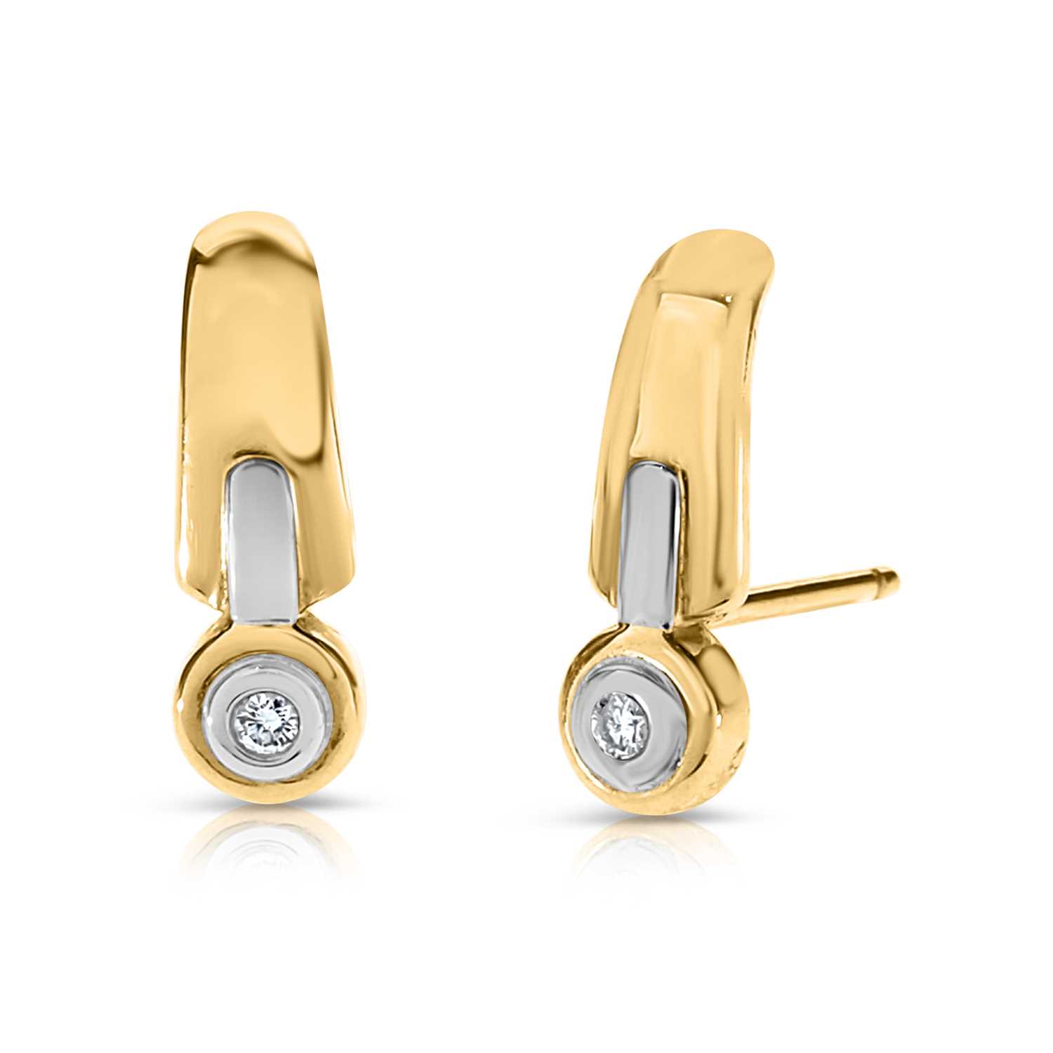Lot 509 - Pair of 14K Bicolour Gold Diamond Solitaire Ear Studs