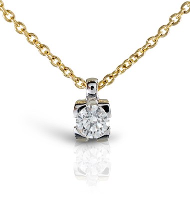 Lot 353 - Gold Pendant on Gold Necklace set with Diamond Solitaire