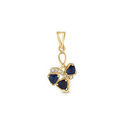 Lot 365 - Gold Pendant set with Sapphire and Diamonds