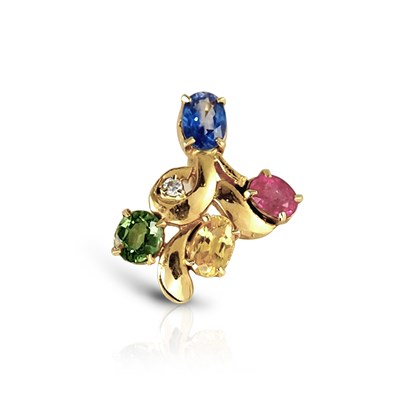 Lot 369 - Gold Pendant set with Sapphire, Ruby and Diamond