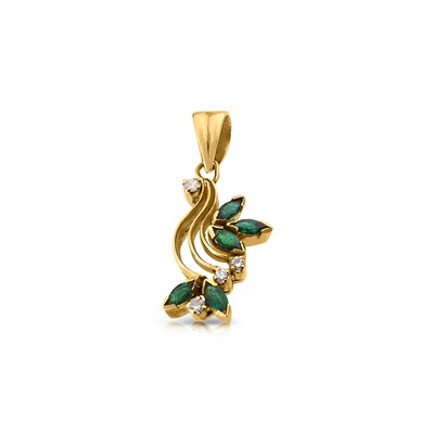 Lot 465 - Gold Pendant set with Emerald and Diamonds