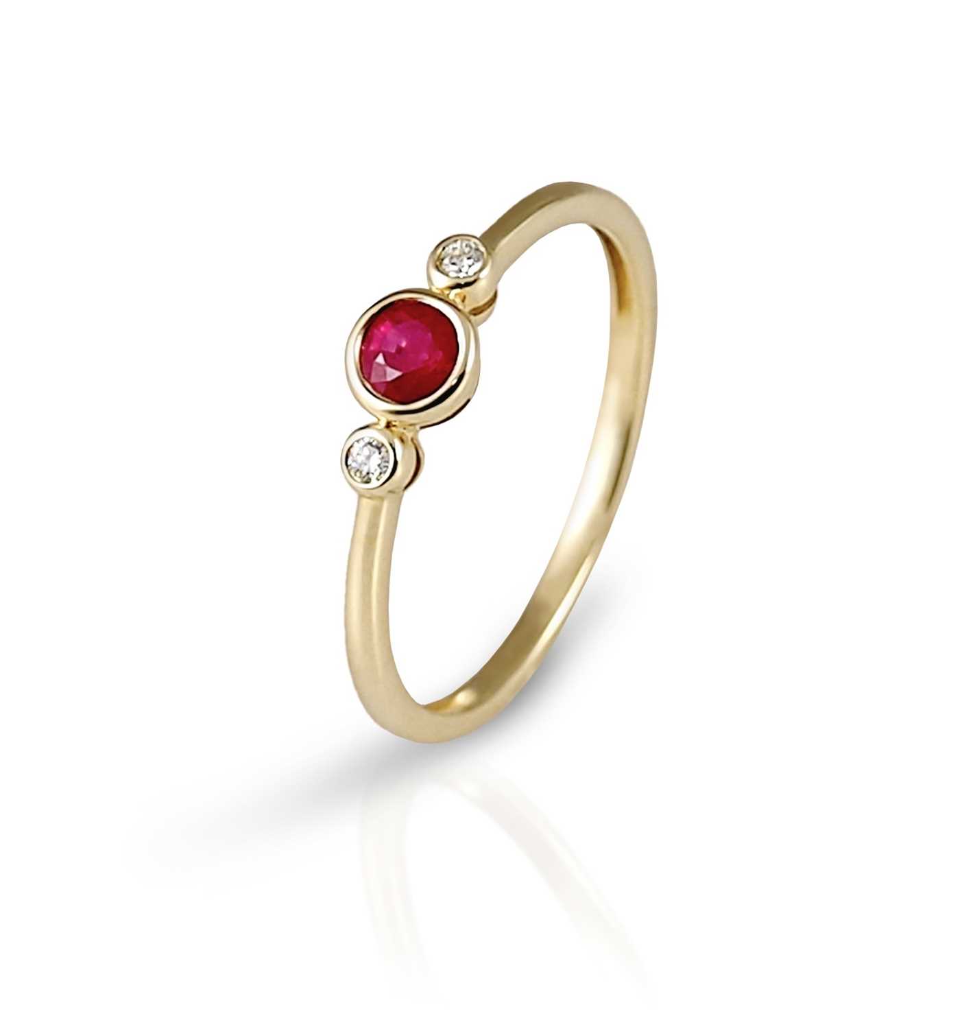 Lot 558 - 14K Gold Ruby and Diamond Ring
