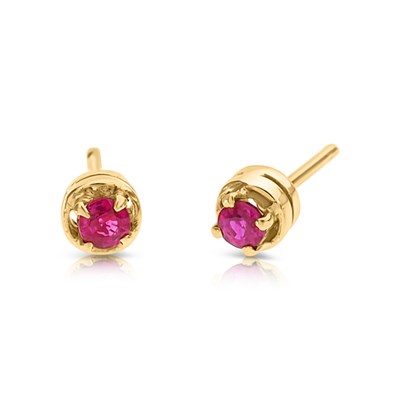 Lot 402 - Pair of Gold Ear Studs set with Ruby Solitaire