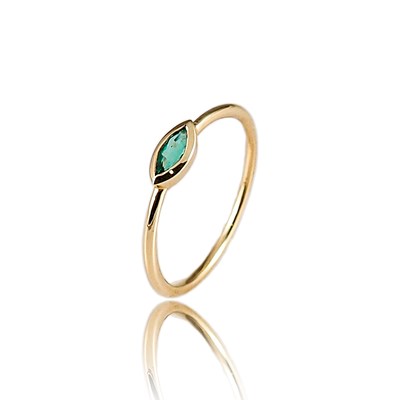 Lot 406 - Gold Ring set with Marquise cut Emerald
