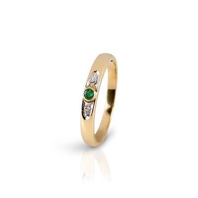 Lot 24 - 14K Gold Emerald and Diamond Ring