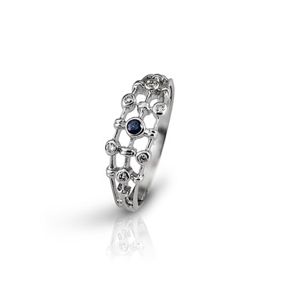 Lot 417 - 14K White Gold, Sapphire and Diamond Ring