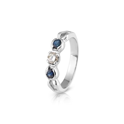 Lot 111 - 14K White Gold, Sapphire and Diamond Ring