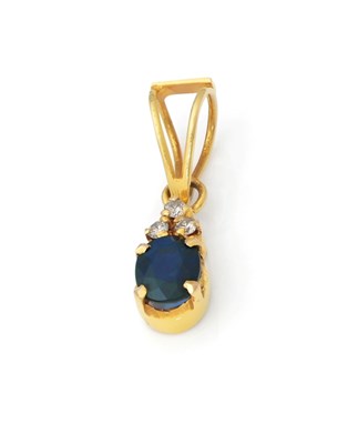 Lot 112 - 14K Gold, Diamond and Sapphire Pendant on 14K Gold Necklace