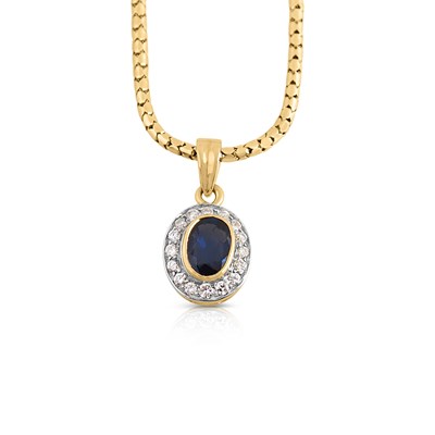 Lot 467 - 14K Gold, Diamond and Sapphire Pendant on 14K Gold Necklace