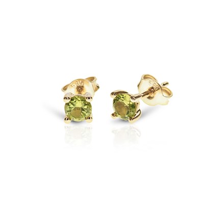 Lot 482 - Pair of Gold Ear Studs set with Green Peridot Solitaire