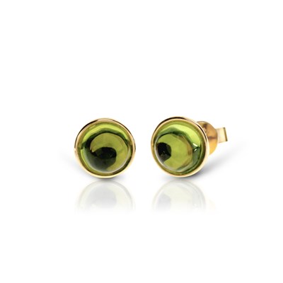 Lot 485 - Pair of Gold Ear Studs set with Green Peridot Solitaire