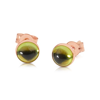 Lot 578 - Pair of 14K Gold, Peridot Solitaire Ear Studs