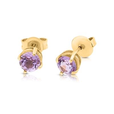 Lot 497 - Pair of Gold Ear Studs set with Amethyst Solitaire