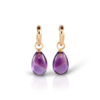 Lot 504 - Pair of Gold Ear Pendants set with Amethyst ‘Drops’