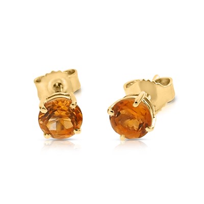 Lot 511 - Pair of Gold Ear Studs set with Citrine Solitaire