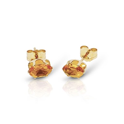 Lot 514 - Pair of Gold Ear Studs set with Citrine Solitaire