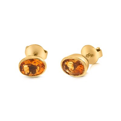 Lot 515 - Pair of Gold Ear Studs set with Citrine Solitaire